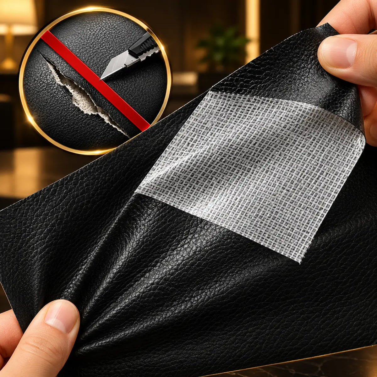ReparaFácil ™ Cuero Autoadhesivo | Repara cuero dañado de autos, sofás y muebles